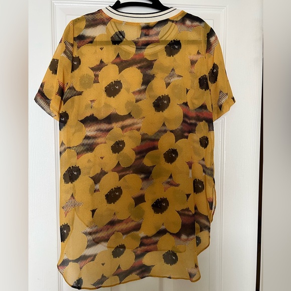Topshop Sheer Floral Print High Low Hem Blouse Size 6 - Picture 2 of 5